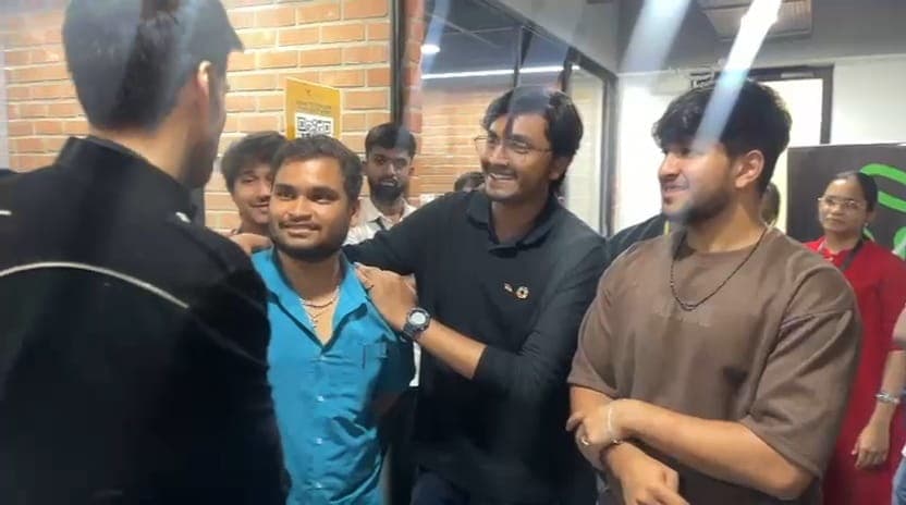 A candid moment with the team