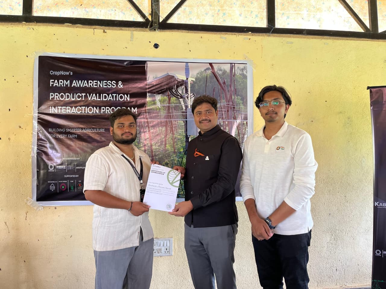 Receiving appreciation at CropNow's Farm Awareness & Product Validation Program