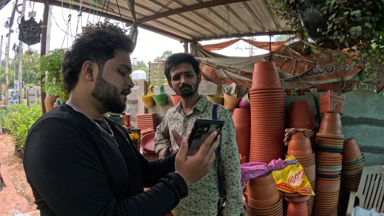 On site under a shade net, testing equipment